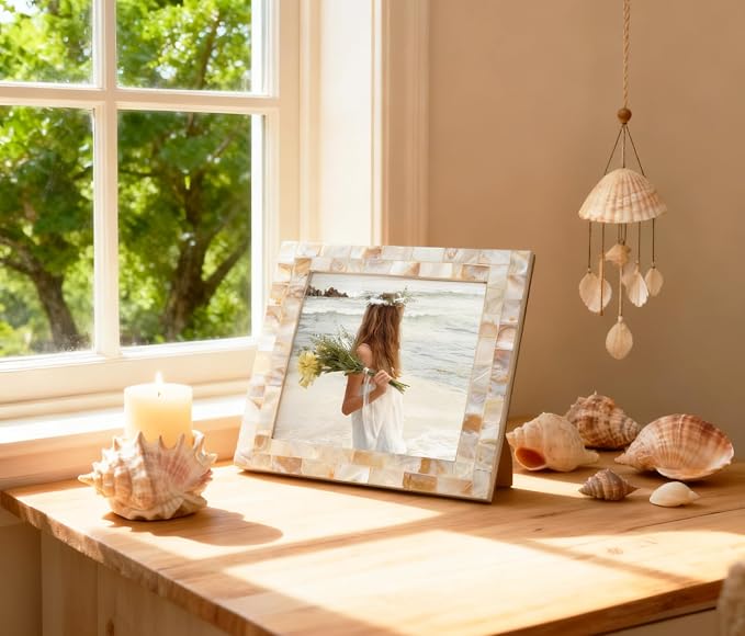 Mother of Pearl 6x8 Picture Frame White | Natural White Pearl, Wall Picture - Image 4