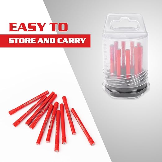 Goldblatt 10PCS 1/4" Diamond Drill Bits, 6mm Diamond Hole Saw Kit for Porcelain Tile Ceramic Concrete Granite Marble Hard Materials (not for Wood)