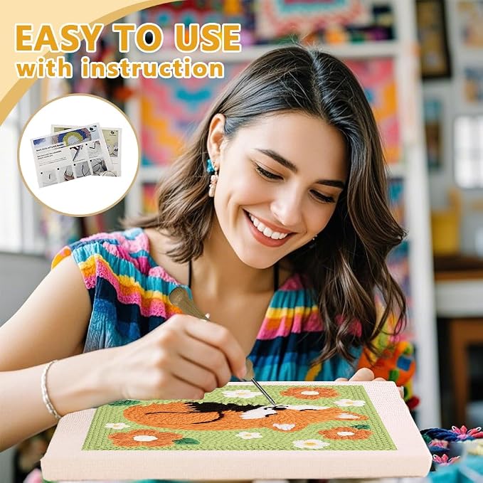 Doodlream Sleeping Fox DIY Punch Needle Embroidery Kit - Image 3