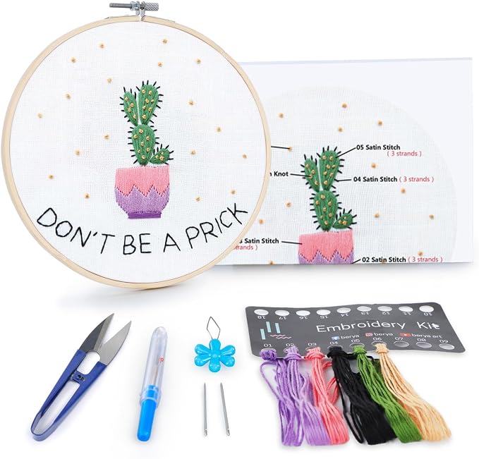 BERYA Cactus Embroidery Kit Including Video Step by Step Instructions by BERYA