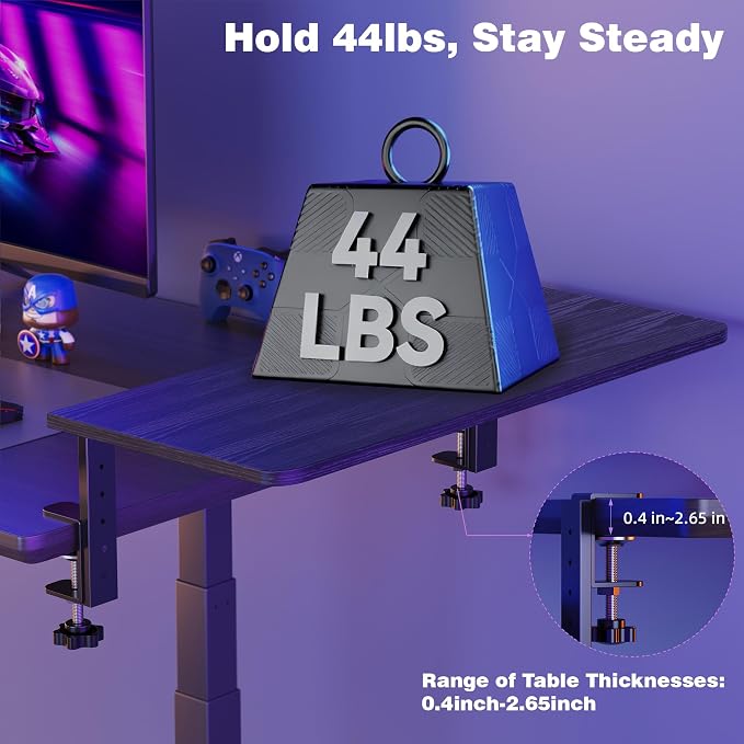 Desk Extender, 22-inch Clamp-On Desk Shelf, Height-Adjustable Desktop Shelf - Image 7
