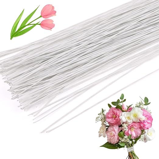 CCINEE 26 Gauge White Floral Stem Wire, 14 inch by CCINEE