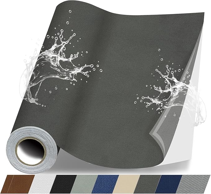 Fabric Repair Patches, 17X158 Inch Canvas Self-Adhesive Fabric Patches Tape Durable, DIY Large Canvas Repair for Sofa, Couches, Furniture, Chair, Clothing （17X158 Inch, Dark Grey）