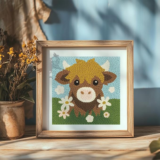 Doodlream Highland Cow DIY Punch Needle Embroidery Kit - Image 6