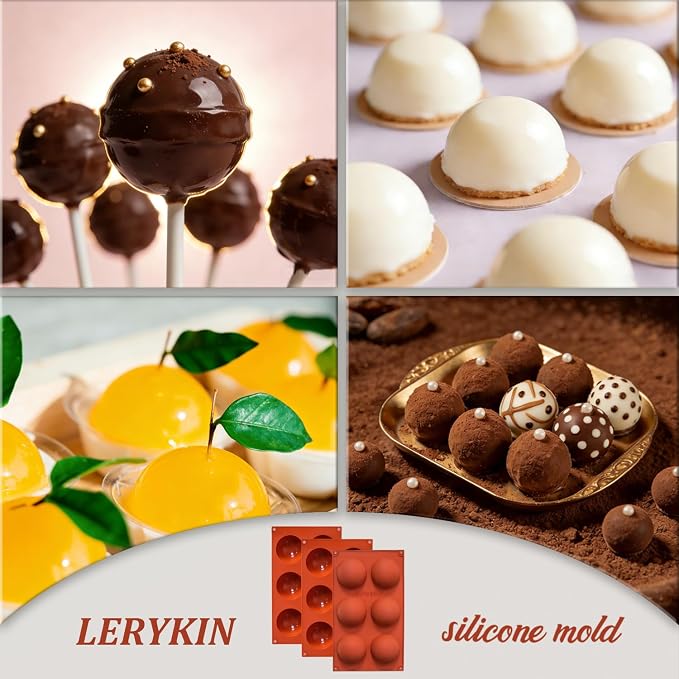Lerykin 3 Pack Large 6-Cavity Semi Sphere Silicone Molds, Non-Stick Baking Mold - Image 7