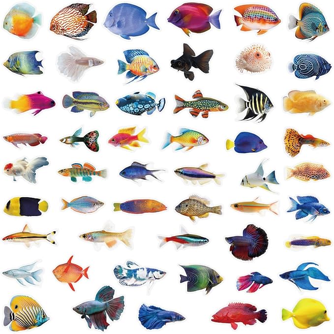 50 Pcs Clear PET Fish Aesthetic Stickers - Image 2