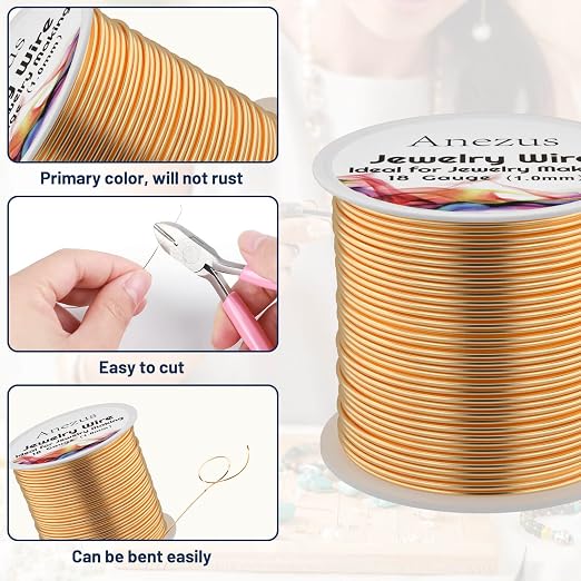 Anezus 18 Gauge Jewelry Wire for Jewelry Making, Tarnish Resistant Copper - Image 3