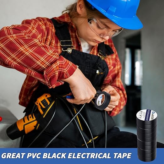 100 Rolls Black Electrical Tape Bulk 3/4 Inch x 66ft, Waterproof Vinyl Electric Tape High Temp Insulation Tape for Electrical Protection Home Outdoor Electric Insulating Wire Wrapping