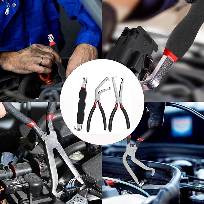 Electrical Disconnect Pliers, Electrical Connector Pliers for Cars, Automotive Electrical Plug Removal Tool, Terminal Removal Tool, Automotive Wire Locking Push Tab Disconnect Tools(3 PCS)