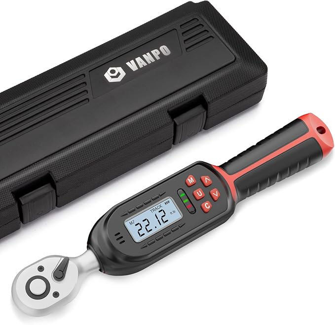 1/4 Inch Digital Torque Wrench, 1.1-22.1 Ft-lbs/1.5-30Nm, with Preset Values, 2% Accuracy, Buzzer and LED Notification, Small Electronic Torque Wrench for Bicycles