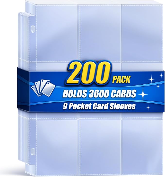 3600 Pockets Trading Card Binder Sleeves, Baseball Card Sleeves Fit by Kitoyz
