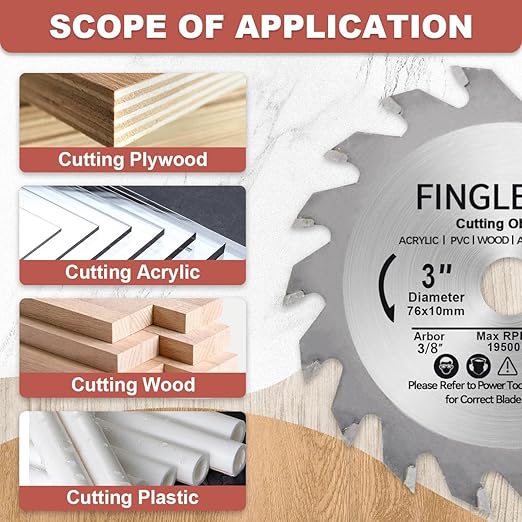TCT 3 Inch Circular Saw Blade with 3/8 Arbor, 18 Teeth Cutoff Tool Blade for Wood, Plastic, PCV, Acrylic, Plywood, Wood Cutting Blade for Woodworking （1Pcs）