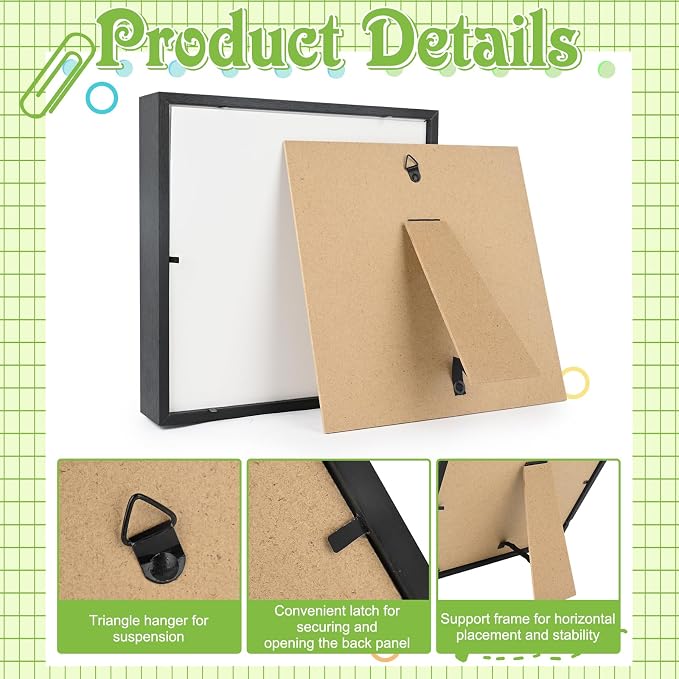 4 Pack 12x12 Shadow Box Frame, Wood Deep Large Shadow Box Display Case - Image 4