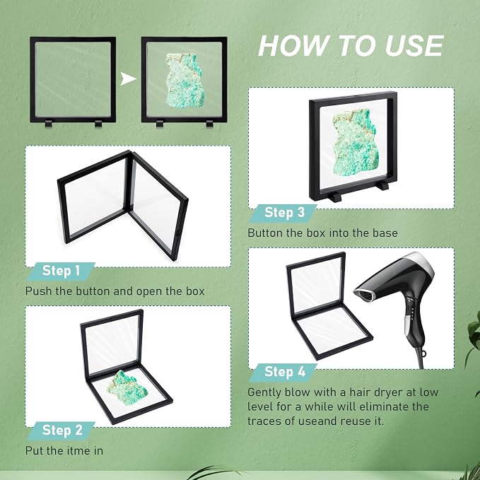 Harloon 12 Pcs 3D Floating Display Case Floating Frame Display Holder Stand - Image 6