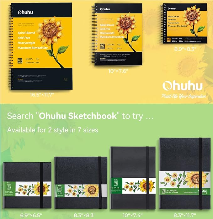 Ohuhu Sketchbook Marker Paper Pad: 8.3"x8.3" Square Art Sketch Book Drawing - Image 7
