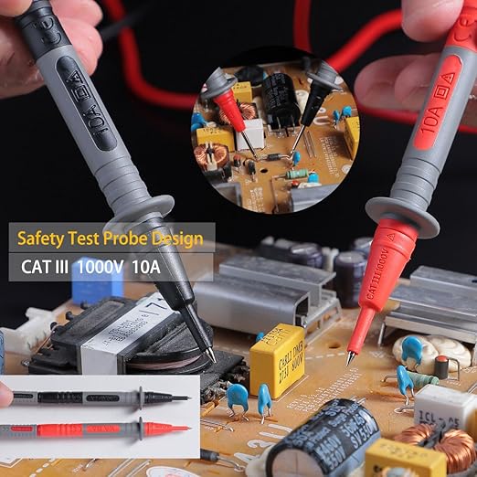 TKDMR 18Pcs Soft Silicone Electrician Test Leads Kit CAT III 1000V & CAT IV 600V with Alligator Clips and Needle Probe,5 Colors Jumper Wires