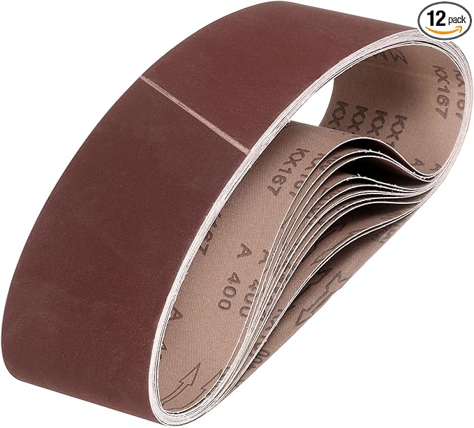 HARFINGTON 4 x 36 Inch Sanding Belts, 12 Pcs 400 Grits Aluminum Oxide Abrasive Belt Sander File Belt for Woodworking, Metal Polishing, Knife Sharpener