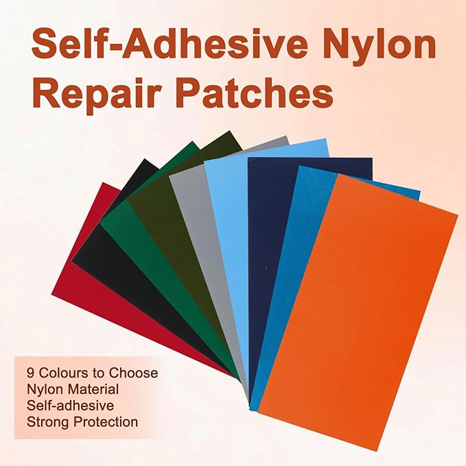 8PCS 7.8x3.9 inch Nylon Repair Patch Self-Adhesive Fabric Patch Down Jacket Repair Patches for Puffer Jackets Tenacious Tape Polyester Waterproof Lightweight Tent Repair Patch Kits for Clothes Bag