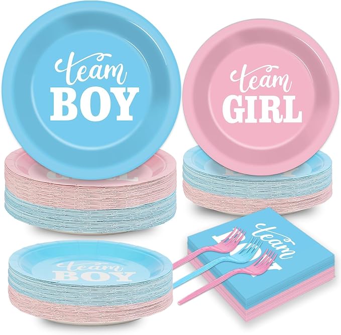 200pcs Gender Reveal Plates Napkins Gender Reveal Paper Tableware Set Blue and by Naozinebi