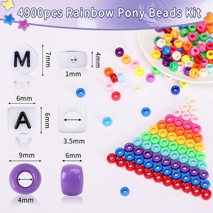 QUEFE 4900pcs Pony Beads Kandi Bracelet Kit, Friendship Bracelet Making Kit - Image 2