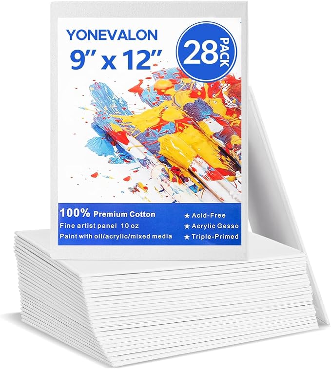 Canvases for Painting 28 Pack, 9 x 12 inch Blank Painting Canvas Boards by YONEVALON