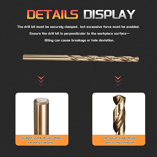Drill Bit, #20 Cutting Diameter, 4341 HSS Gold Finish 135° Cutting Angle Number Jobber Bits - (Applications: for Drilling Soft Metal Plastic Wood), 5-Pieces