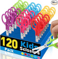 120Pack 5" Small School Student Blunt Craft Kids Scissors, Sharp Stainless Steel Blades Safety Comfort Grip Scissors for Kids Children Cutting Paper, 5Inch