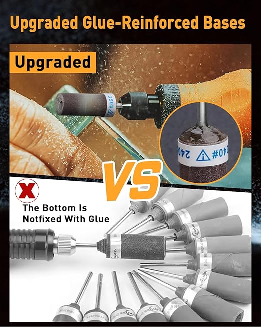 20Pcs 240 Grit Sanding Drums Sandpaper Sticks Set for Dremel Rotary Tool with 1/8" Shank, Rotary Tool Accessories Suitable for Metal Rust Removal/Jade Polishing/Stone Grinding (240 Grit)