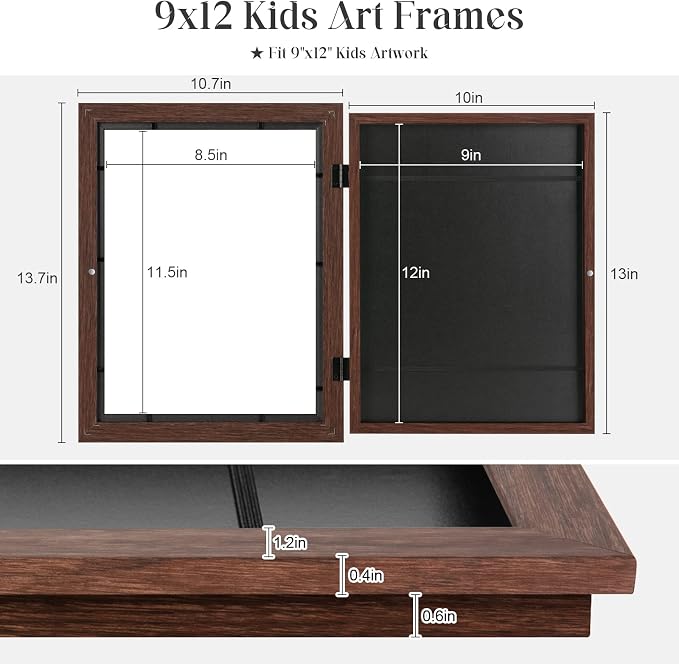 Kids Art Frames, 9x12 Front Opening Kids Artwork Frames Changeable, Holds 50 Pcs - Image 3