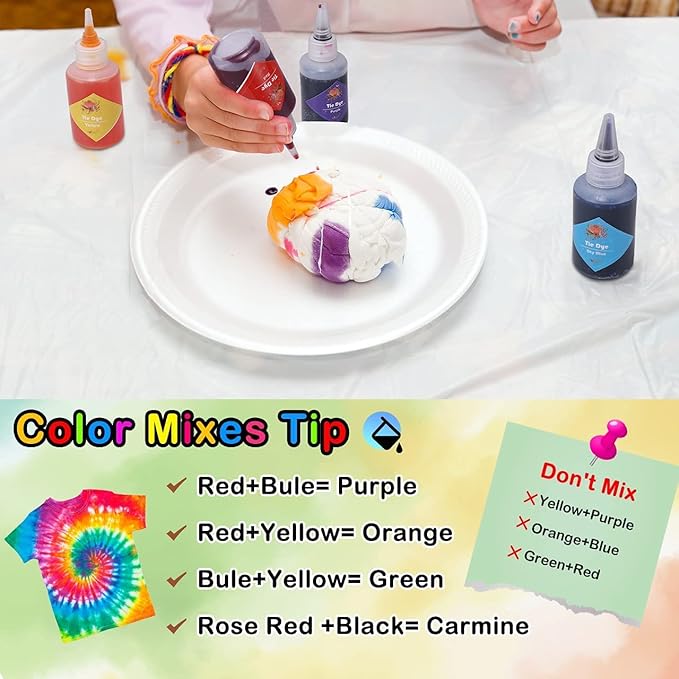 DIY Tie Dye Kits, Emooqi 32 Colours All-in-1 Tie Dye Set Contain 32 Bag Pigments - Image 3