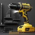 Cordless Drill Set, 20V Power Drill with Power Pack 2.0Ah and Charger, 3/8-Inch Keyless Chuck Electricdrill, 25+1 Torque, 42pcs Drilldriver Bits/Screws for DIY Projects (Yellow)