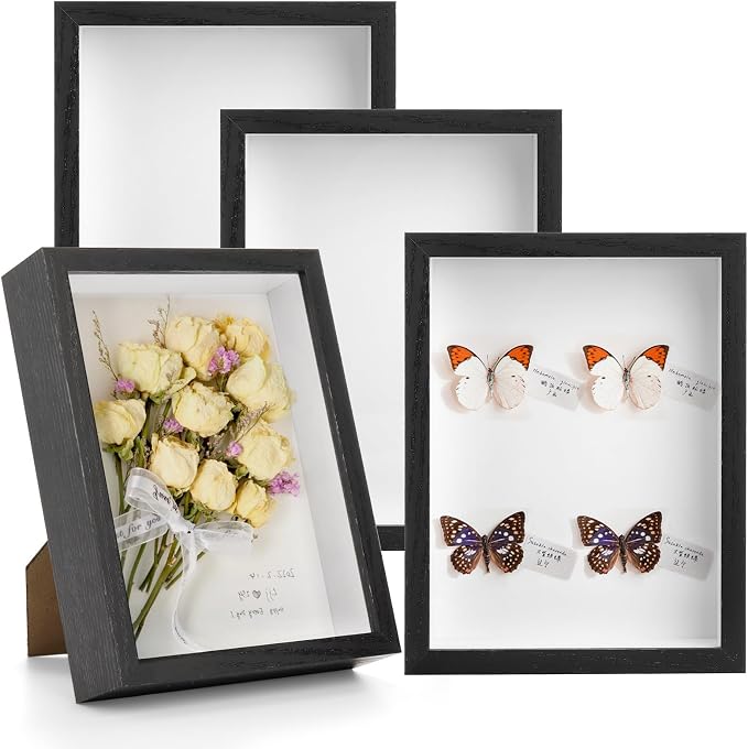 Hacaroa Set of 4 Shadow Box Picture Frame, 8 x 6 Inches Wood Frame Memory by Hacaroa