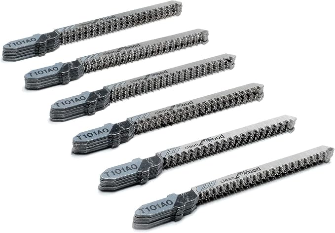 30-Piece T101AO 3-1/4 Inch 20 TPI Assorted T-Shank Scrolling Jig Saw Blades Set for Clean Cutting Wood