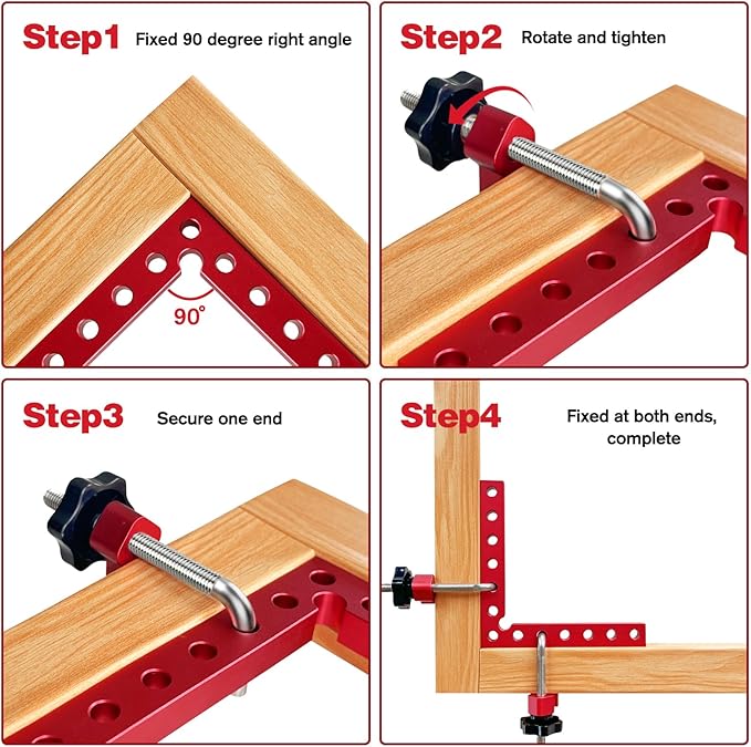 Corner Clamps for Woodworking - 90 Degree Clamp 4 Pack 5.5“x 5.5” Aluminum Alloy Right Angle for Woodworking Corner Clamp Toolsand Equipment L Square Aluminum Angle Clamp Tool