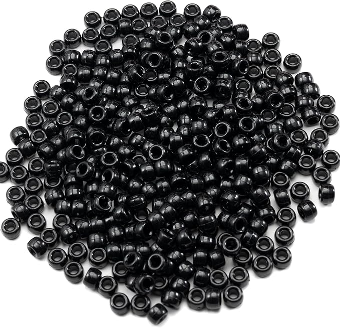 Gxueshan 1000 Pcs Acrylic Black Pony Beads 6x9mm Large Hole Pen Hair Kandi - Image 6