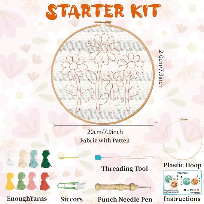BEUNITONE 2PCS Flower Punch Needle Kit - Image 2