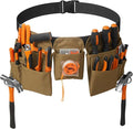 19 Pocket Tool Belts with Quick Release Buckle, Adjustable Utility Belt,Work Apron for Men and Women,for Garden,Electrician,Carpenter,Construction,Gifts(Khaki)