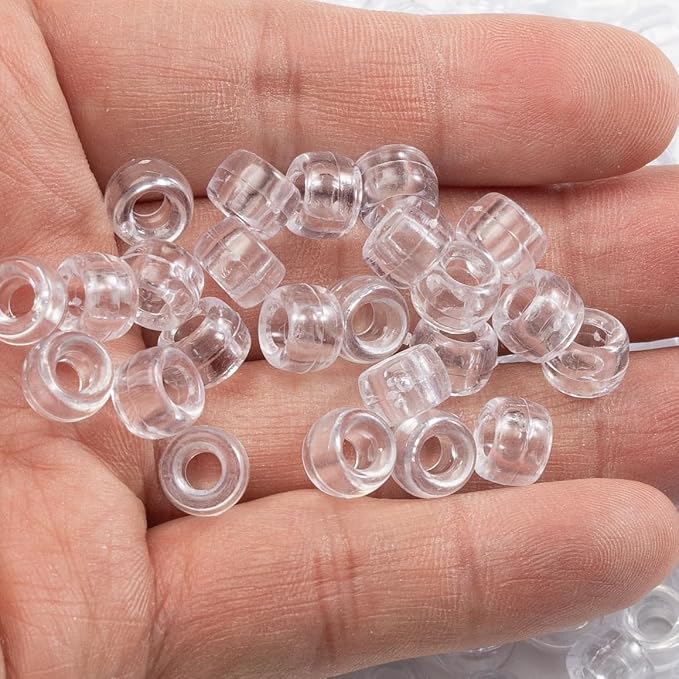 Gxueshan 1000 Pcs Acrylic Translucent White Clear Pony Beads 6x9mm Bulk - Image 3