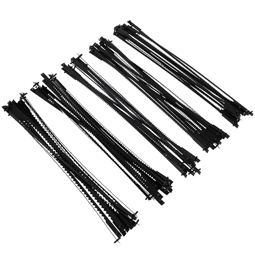 60Pcs Scroll Saw Blade Pin End 5inch Sturdy Carbon Steel Scroll Saw Blade Durable Cutting Pinned Scroll Saw Blades Set TPI 10/15/18/20/24 Replacement for Cutting Wood Plastic Metal US(60pcs)