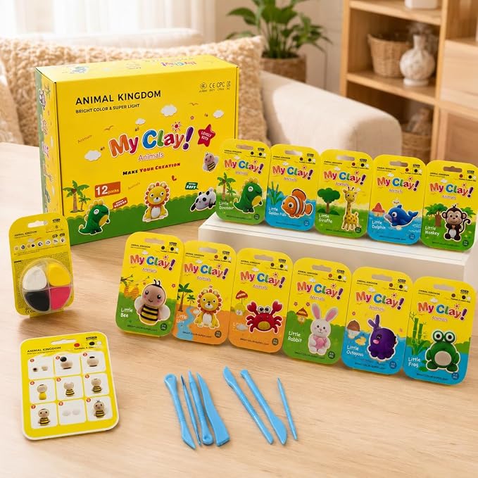 Air Dry Clay Kit, 12 Animals Kingdom Modeling Clay - Image 2