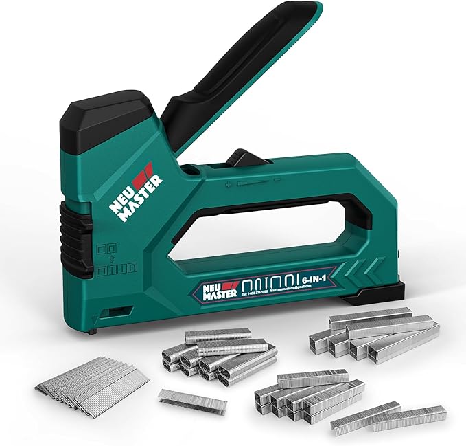NEU MASTER 6-in-1 Staple Gun, Upholstery Stapler with 4000 Counts Staples, Staple Gun Heavy Duty for Wood, Fixing Material, Decoration DIY, Carpentry, Furniture
