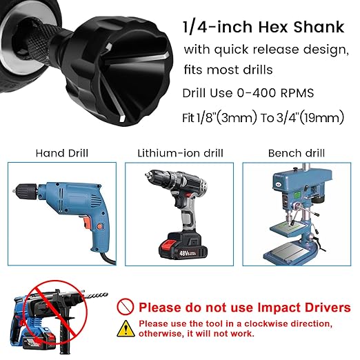 Hakkin 2Pcs Tungsten Carbide Deburring Chamfer Tool Drill Bit, Remove Burr Tools for Damaged Metal Steel Screws Bolts and Fasteners, Quick Release Hex Shank Fit for 1/8"-3/4"(3mm-20mm)