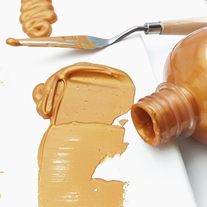 Artecho Gold Acrylic Paint 500ml / 17oz Large Bottle | Semi Glossy Finish - Image 4