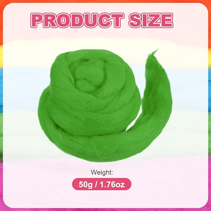 MECCANIXITY Wool Roving Yarn Soft Felting Wool 50g/1.76oz Pure Chunky Roving - Image 2
