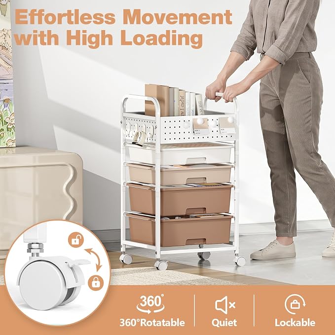 4 Drawer Rolling Storage Cart - Image 5
