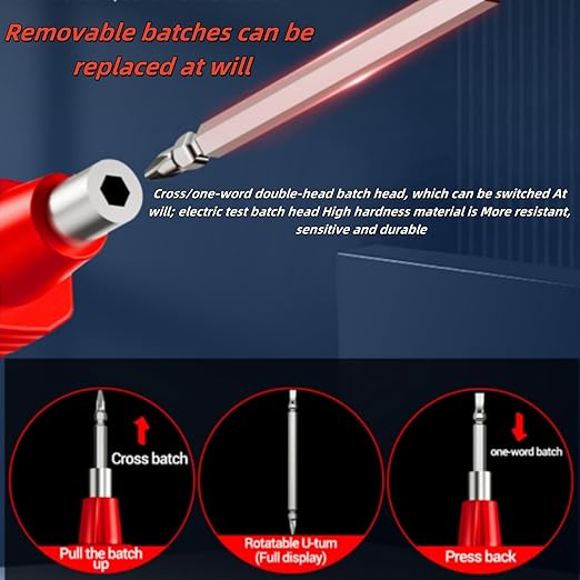2 in 1 Digital Display Induction Test Pencil, Non-Contact Voltage Tester with LCD Display, Non-Contact AC Voltage Tester Pen, Smart Voltage Test Pen for AC/DC Circuit Detection (Red+Black)