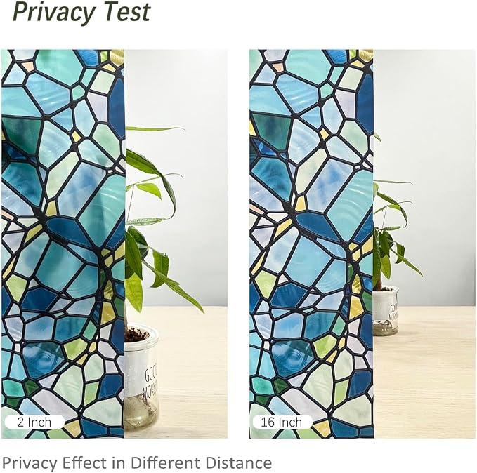 funlife Original Hand-Drawn Privacy Stained Glass Window Film, Reusable Single - Image 7