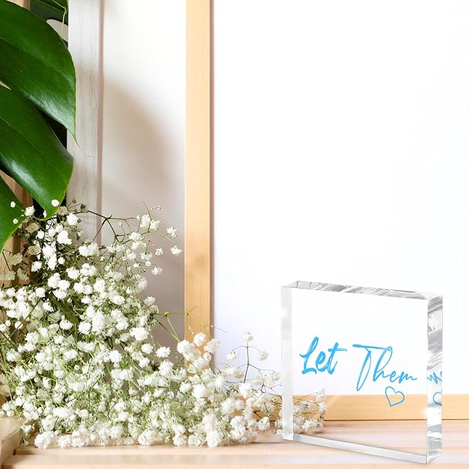 Let Them - Blue 4 Inch Acrylic Tabletop Sign, Office and Cubicle Decor - Image 3