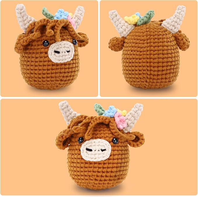 Crochet Kit for Beginners: Highland Cow Crochet Kit, Include Easy Knitting Soft - Image 2