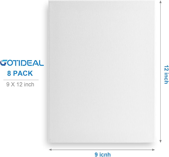 GOTIDEAL Stretched Canvas, 9x12 Inch Set of 8, Primed White - Image 2